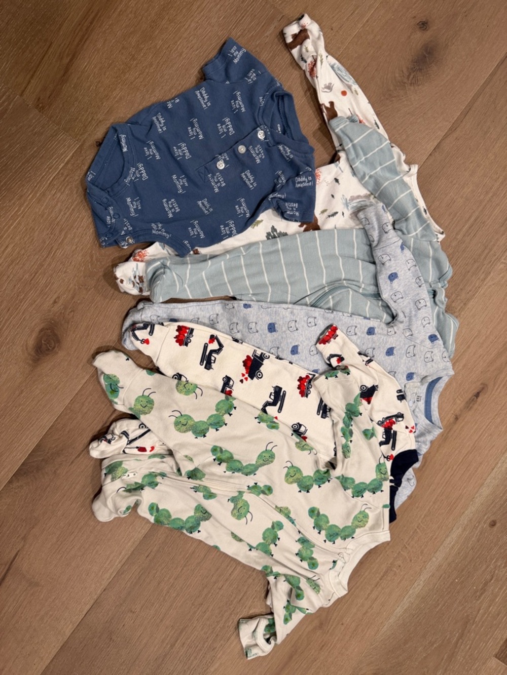 3 month Baby Boys' Mixed Onesie Bundle - Blue, Cream, Green